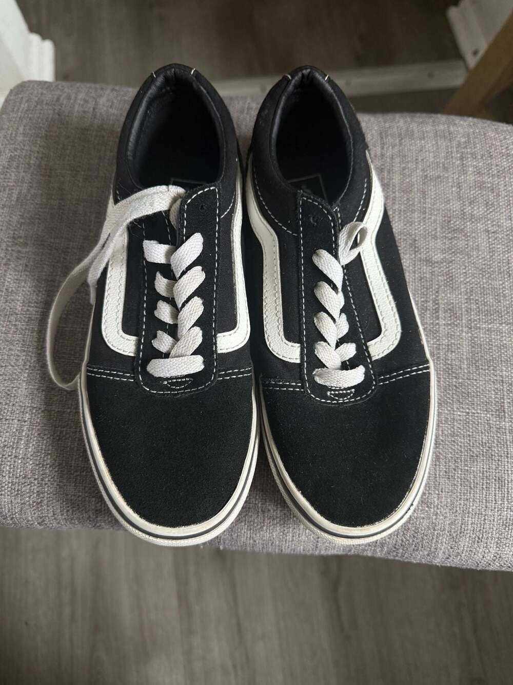 Vans Old Skool Size 2.0 Black White Canvas Suede Skate Shoes